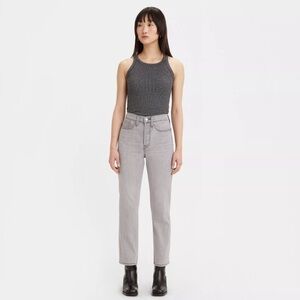 Sz25 Levi’s Wedgie Straight Button Fly Denim in Top of the Hill Grey EUC